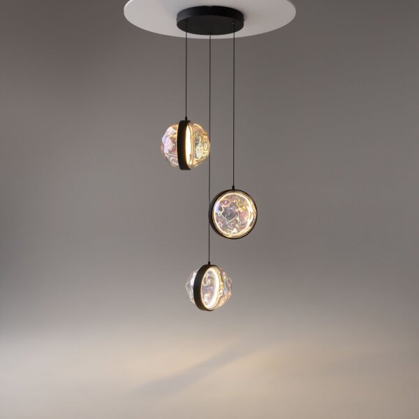 LED Pendelleuchte Glas Metall Schwarz L:38 cm 2700 K