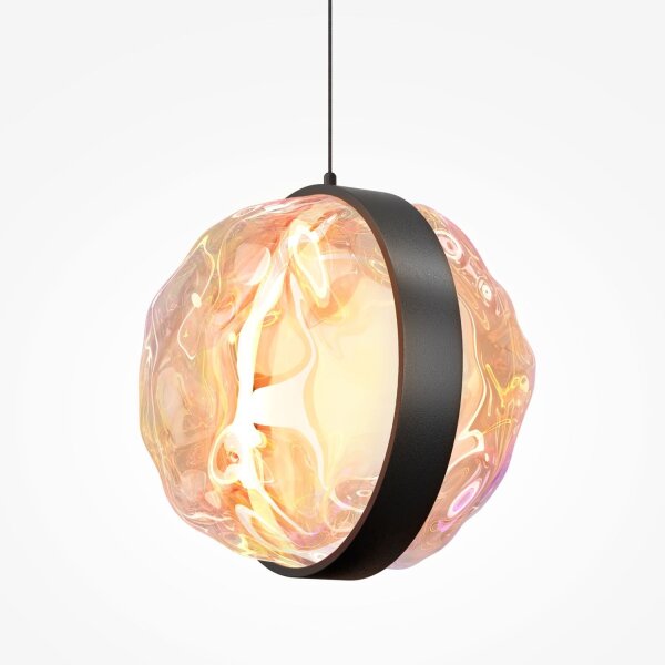 LED Pendelleuchte Glas Metall Schwarz L:38 cm 2700 K