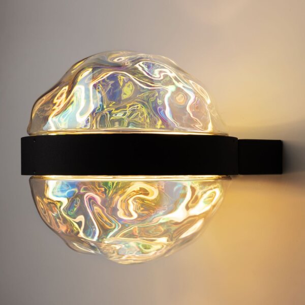 LED Wandleuchte Schwarz Glas Metall T:22 cm 2700 K 6 W