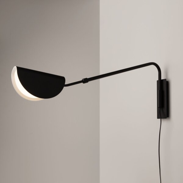 Wandlampe Schwarz Kabel Stecker T:105 cm G9 flexibel
