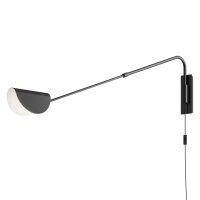 Wandlampe Schwarz Kabel Stecker T:105 cm G9 flexibel