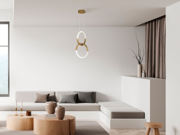 LED Hängelampe Metall Gold 2-flammig B:34 cm 3000 K