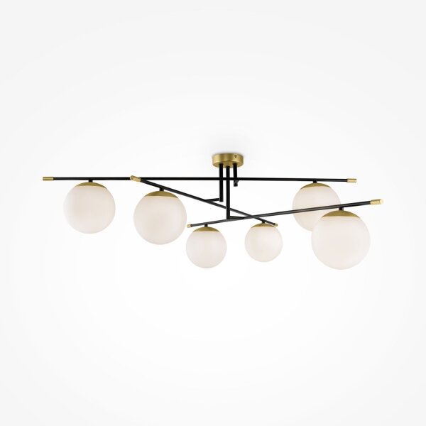 XXL Deckenleuchte Glas Schwarz L:95 cm E14 6-flammig