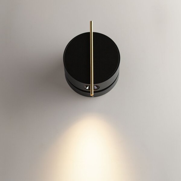 LED Wandlampe flexibel T:6 cm 3000 K in Schwarz Messing