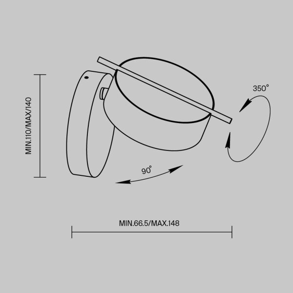 LED Wandlampe flexibel H:14 cm 3 W 3000 K Schwarz Weiß