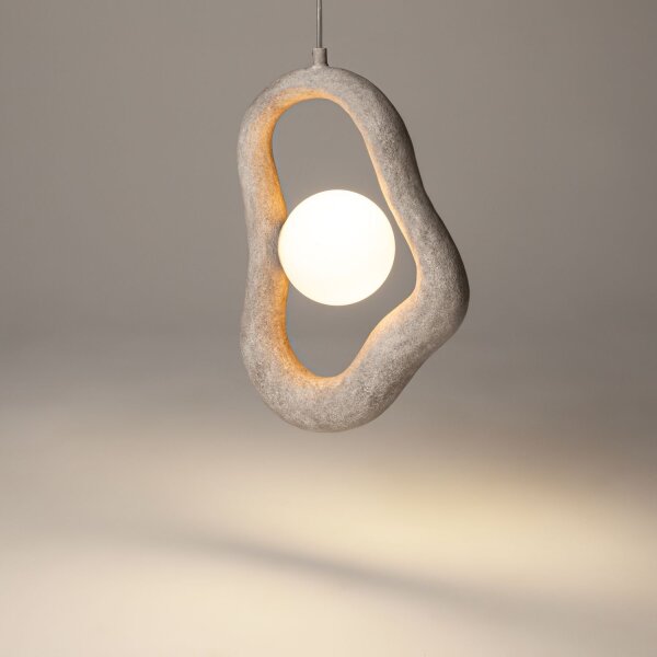 Moderne Pendelleuchte Beton Glas L:27,5 cm G9 blendarm