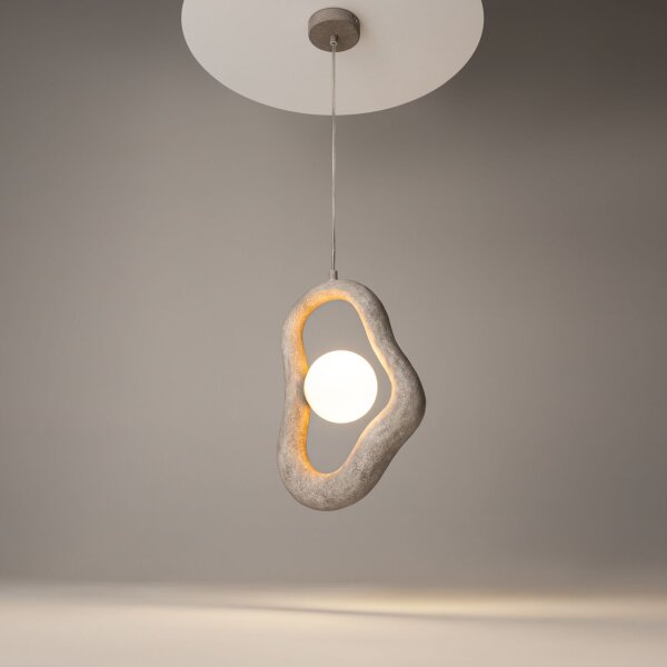 Moderne Pendelleuchte Beton Glas L:27,5 cm G9 blendarm