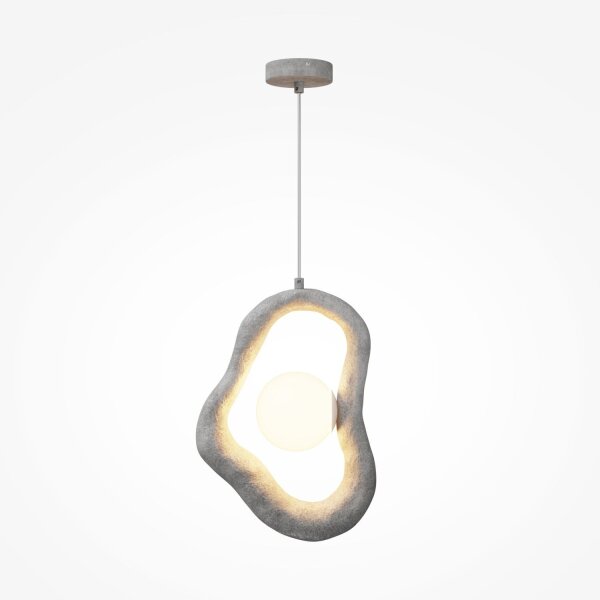 Moderne Pendelleuchte Beton Glas L:27,5 cm G9 blendarm