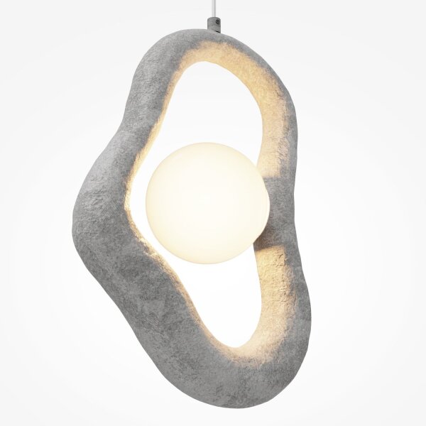 Moderne Pendelleuchte Beton Glas L:27,5 cm G9 blendarm