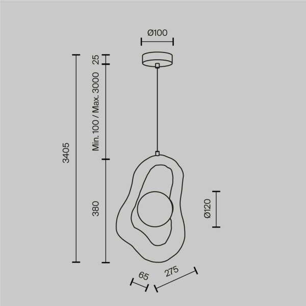 Moderne Pendelleuchte Beton Glas L:27,5 cm G9 blendarm