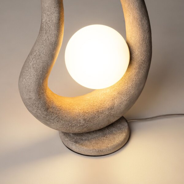 Wohnliche Tischleuchte Glas Beton Grau G9 38 cm klein