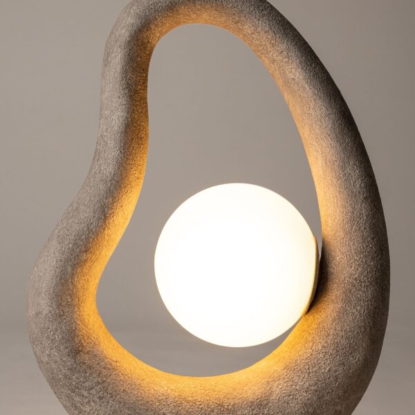Wohnliche Tischleuchte Glas Beton Grau G9 38 cm klein