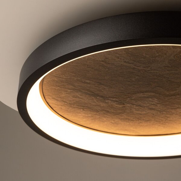 LED Deckenlampe Stein Metall Schwarz Ø59,5 cm 450 lm