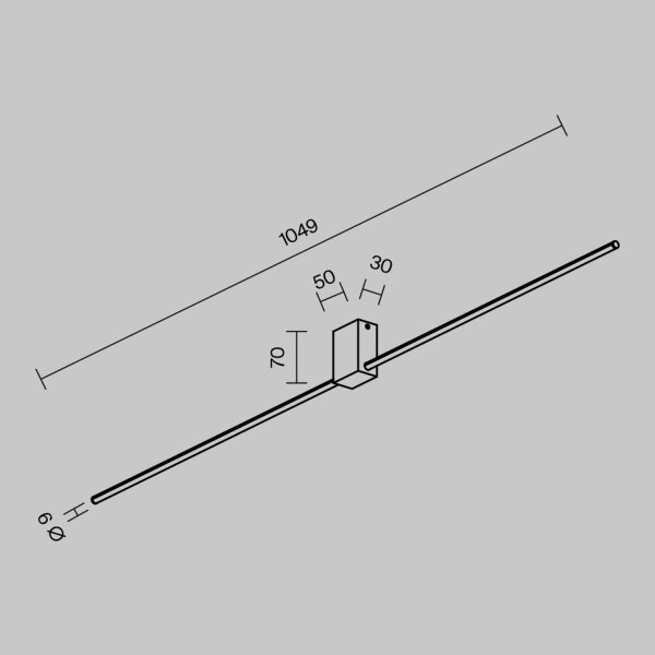 LED Wandlampe indirekt Schwarz 12 W 3000 K H:104 cm
