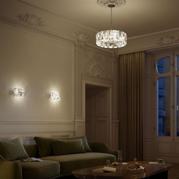 Elegante Wandlampe Kristallglas in Chrom B:25,6 cm E14