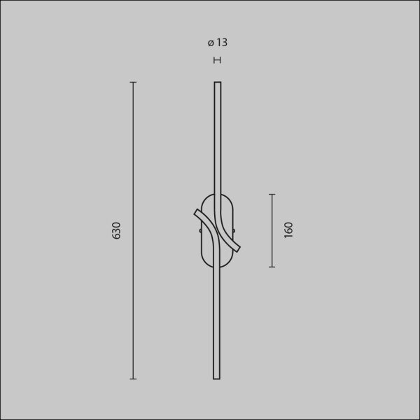LED Wandleuchte indirekt Metall Schwarz H:63 cm 3000 K