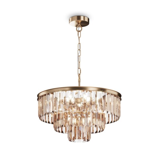 Hängelampe Kristallglas in Gold Bernstein E14 Ø50 cm