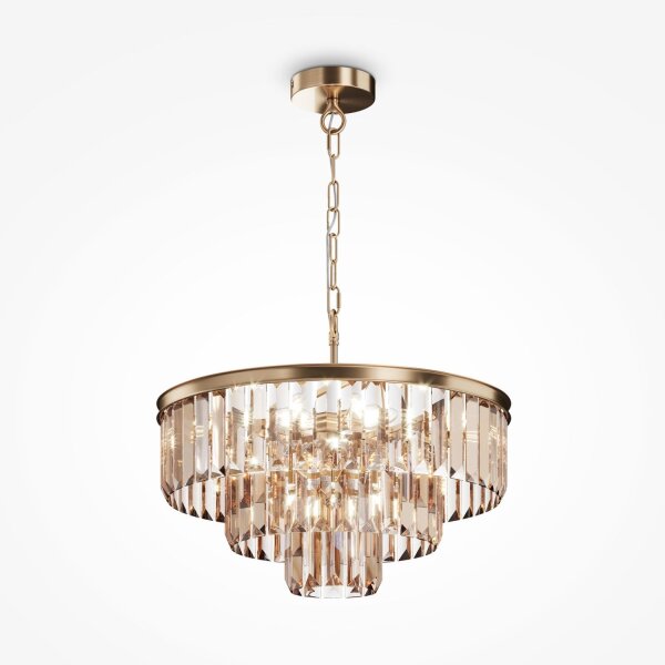 Hängelampe Kristallglas in Gold Bernstein E14 Ø50 cm