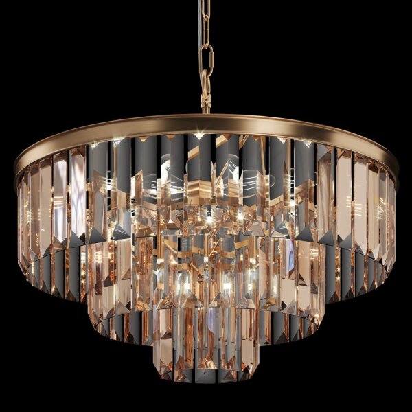 Hängelampe Kristallglas in Gold Bernstein E14 Ø50 cm