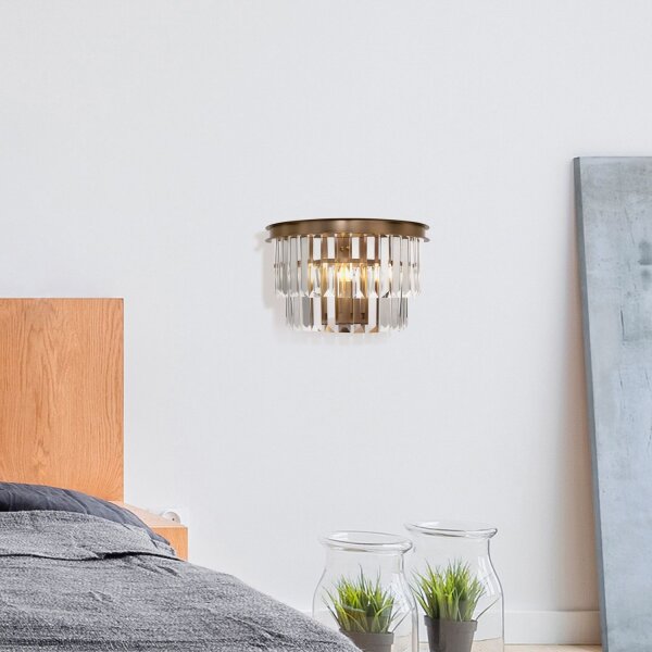 Wandlampe Kristallglas in Messing T:33 cm E14 Modern