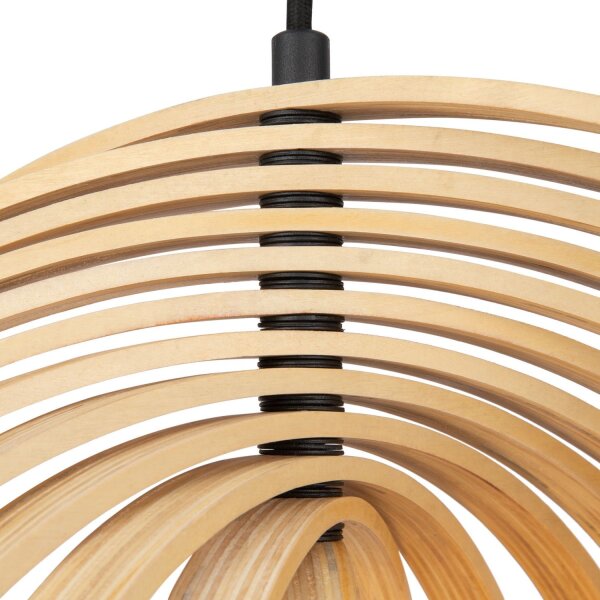 Hängelampe Holz Metall Beige Schwarz E27 B:50 cm Modern
