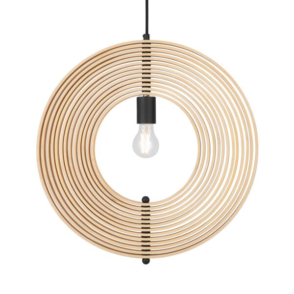 Hängelampe Holz Metall Beige Schwarz E27 B:50 cm Modern