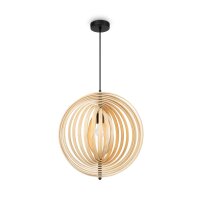 Hängelampe Holz Metall Beige Schwarz E27 B:50 cm Modern