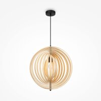 Hängelampe Holz Metall Beige Schwarz E27 B:50 cm Modern