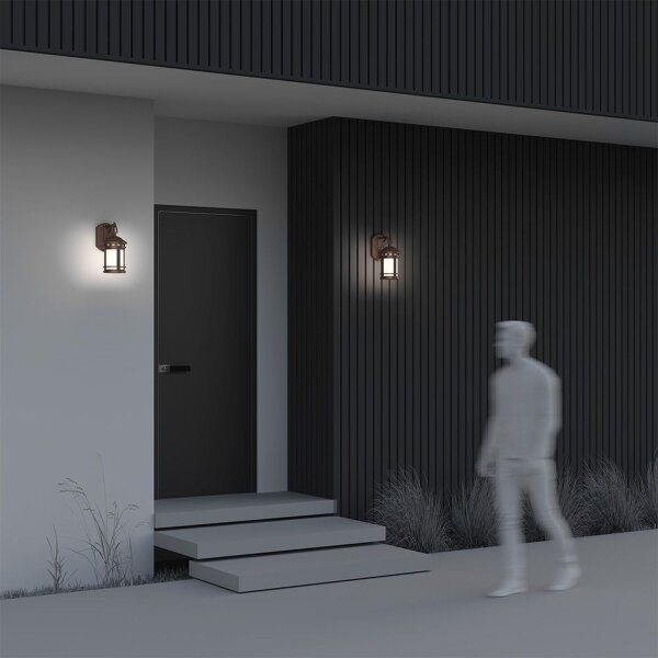 Wandlampe Aluminium Braun IP44 B:17,7 cm E27 Laterne
