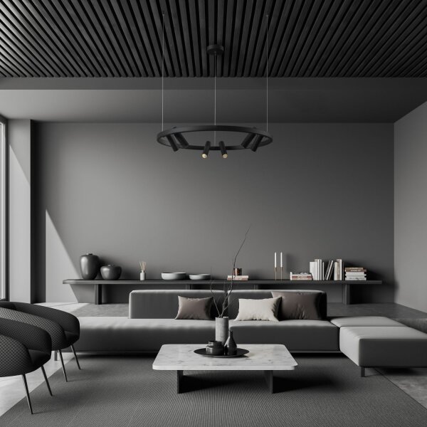 LED Hängelampe Metall Schwarz Ø120 cm 3000 K flexibel
