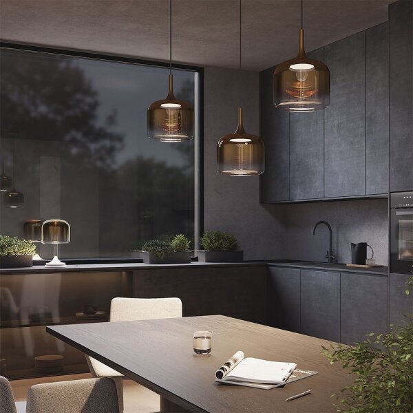 LED Tischlampe dimmbar Glas in Gold 42 cm 3000 K