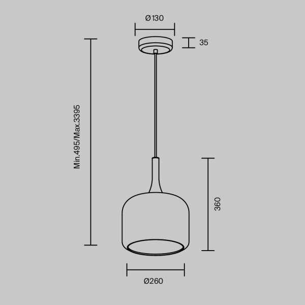 LED Hängelampe dimmbar Rauchglas Ø26 cm 3000 K 1600 lm