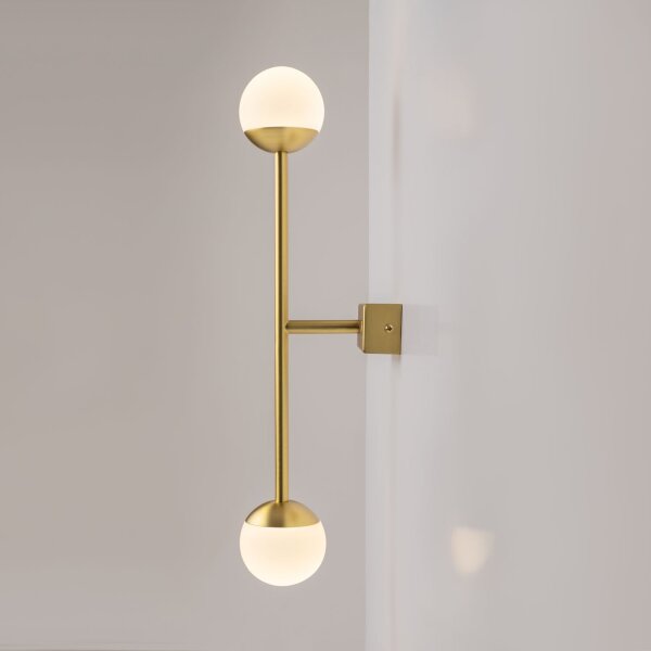 LED Wandlampe dimmbar Glas H:48 cm in Messing 3000 K