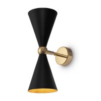Up Down Wandleuchte flexibel Gold Schwarz E14 H:32 cm