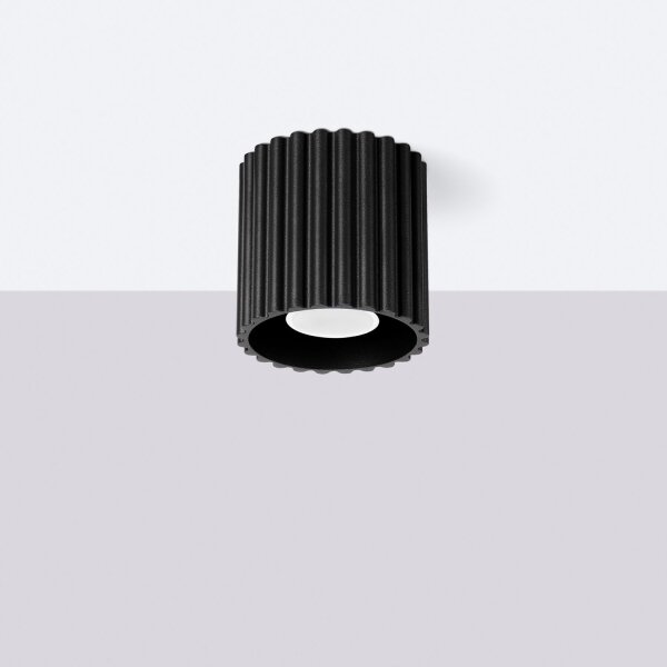 Aufbau Deckenspot GU10 Schwarz Ø10 cm rund Aluminium