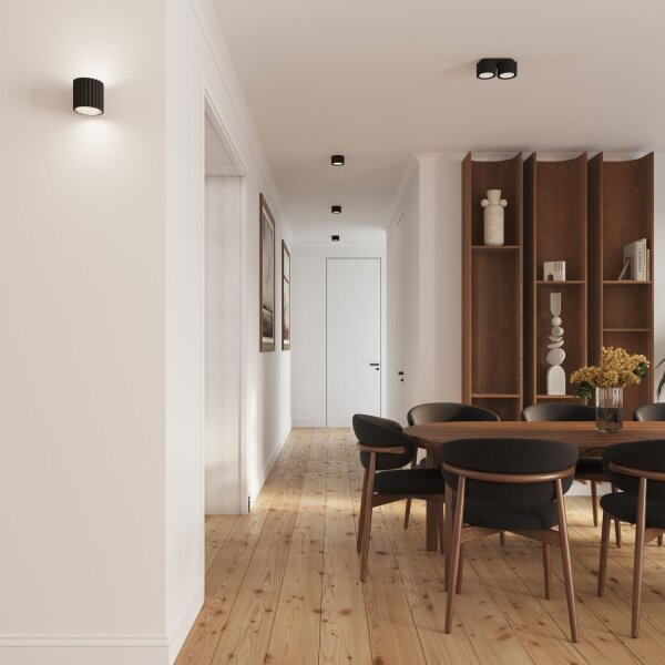 Deckenleuchte Aluminium Schwarz GX53 21 cm lang Riffel