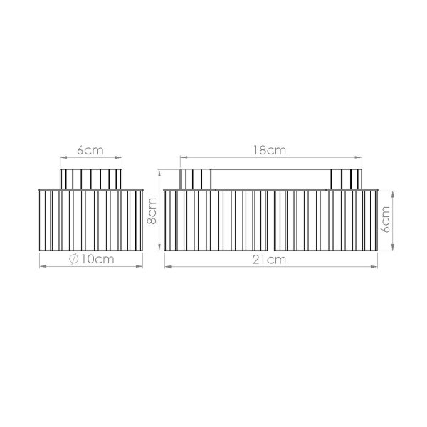 Deckenleuchte Aluminium Schwarz GX53 21 cm lang Riffel
