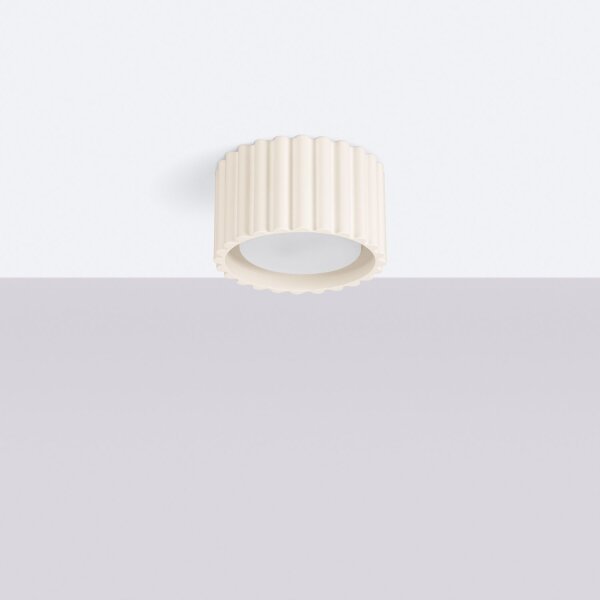 Runde Deckenleuchte GX53 Beige Ø10 cm Aluminium flach