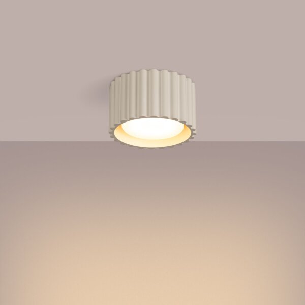 Runde Deckenleuchte GX53 Beige Ø10 cm Aluminium flach