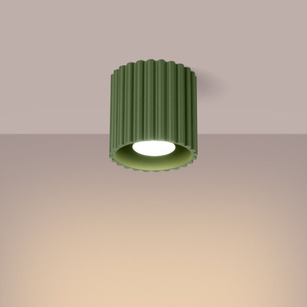 Deckenlampe Spot GU10 Olivgrün Ø10 cm rund Aluminium