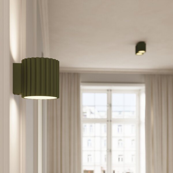 Wandlampe Up Down Olivgrün G9 10 cm Aluminium indirekt