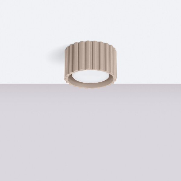 Flache Deckenleuchte GX53 Taupe rund Ø10 cm Aluminium