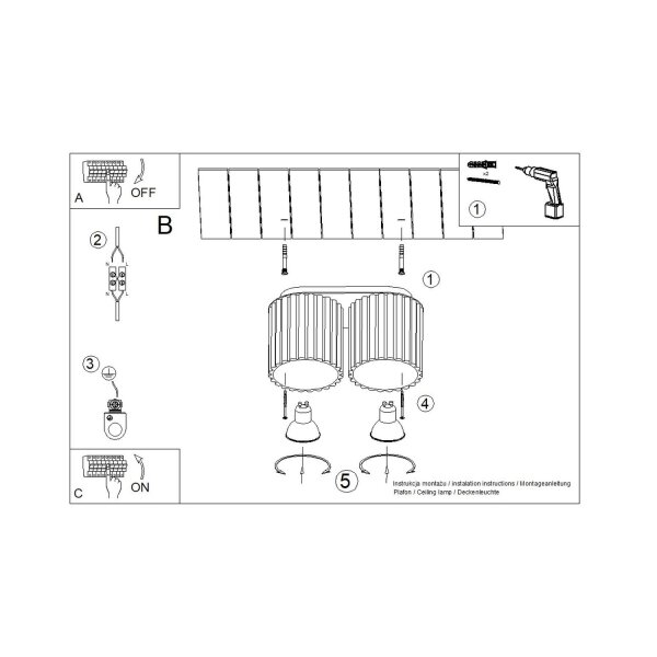 Deckenleuchte Aluminium GU10 21 cm Pfirsich 2-flammig