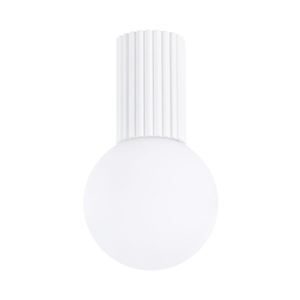 Deckenlampe Bad Weiß IP44 G9 rund Ø12 cm Glas Alu