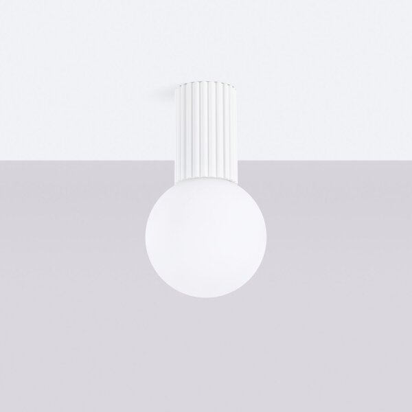 Deckenlampe Bad Weiß IP44 G9 rund Ø12 cm Glas Alu