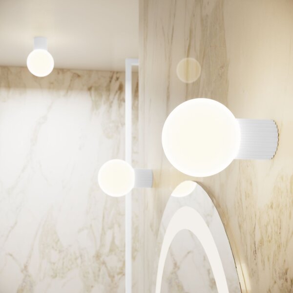 Deckenlampe Bad Weiß IP44 G9 rund Ø12 cm Glas Alu