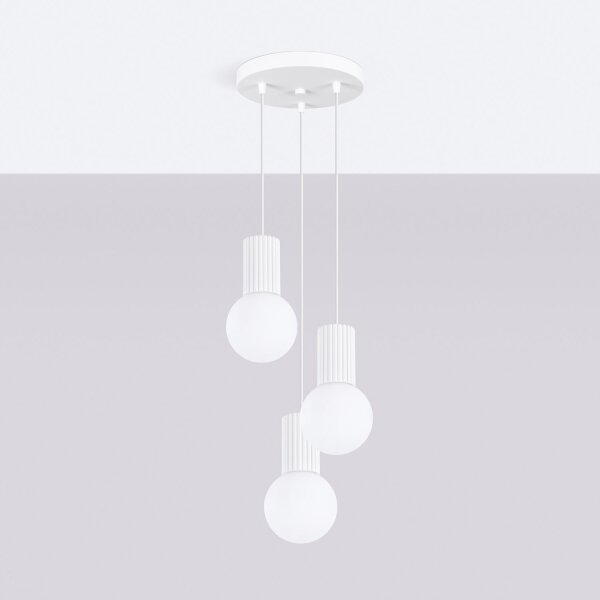 Pendelleuchte Glas Weiß G9 25 cm Aluminium 3-flammig