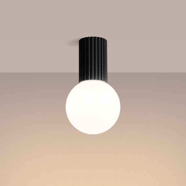 Deckenlampe Bad Schwarz IP44 G9 rund Ø12 cm Glas Alu