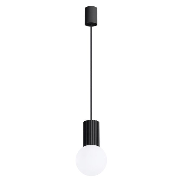 Hängelampe Schwarz Glas Alu G9 Ø12 cm rund blendarm