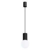 Hängelampe Schwarz Glas Alu G9 Ø12 cm rund...
